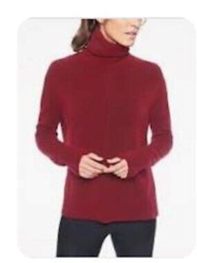 Athleta Transit Pullover Turtleneck Sweater XS Radiant Red Merino Wool Blend